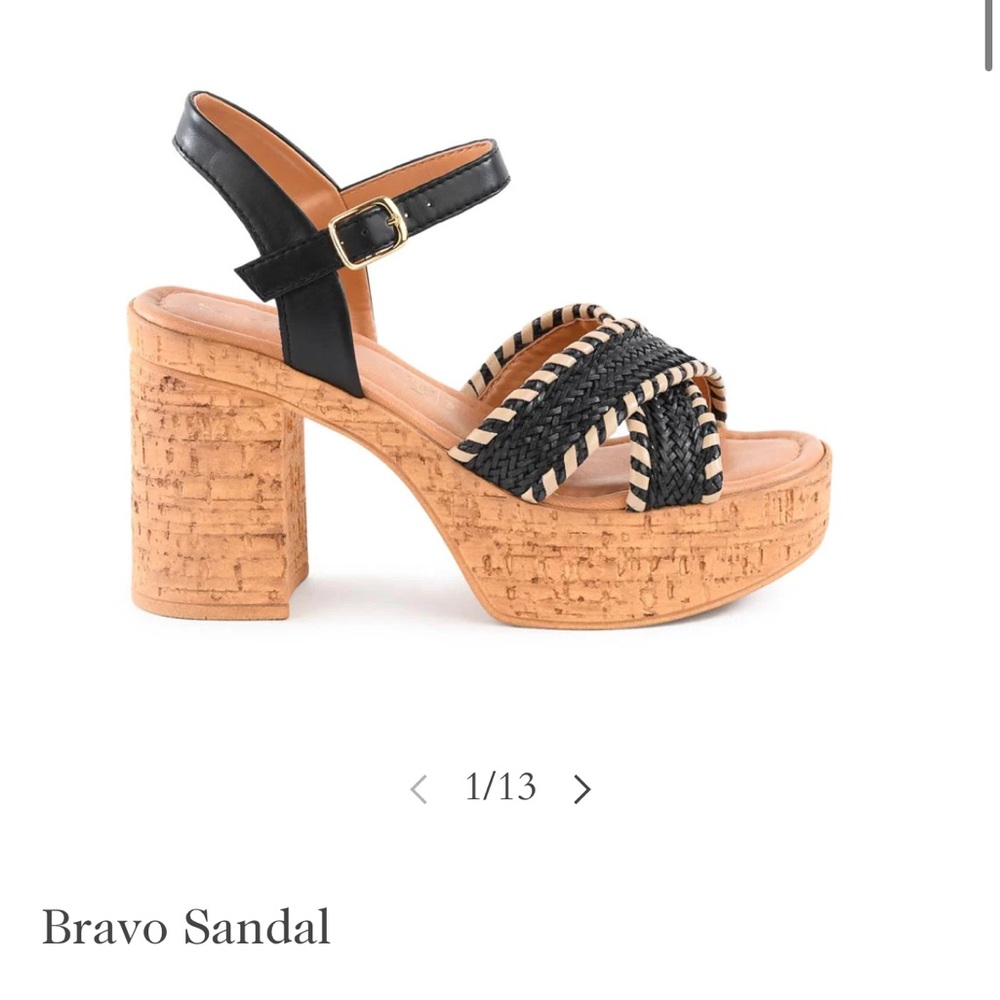 Seychelles Black and Tan Platform Sandals with Cork Heel